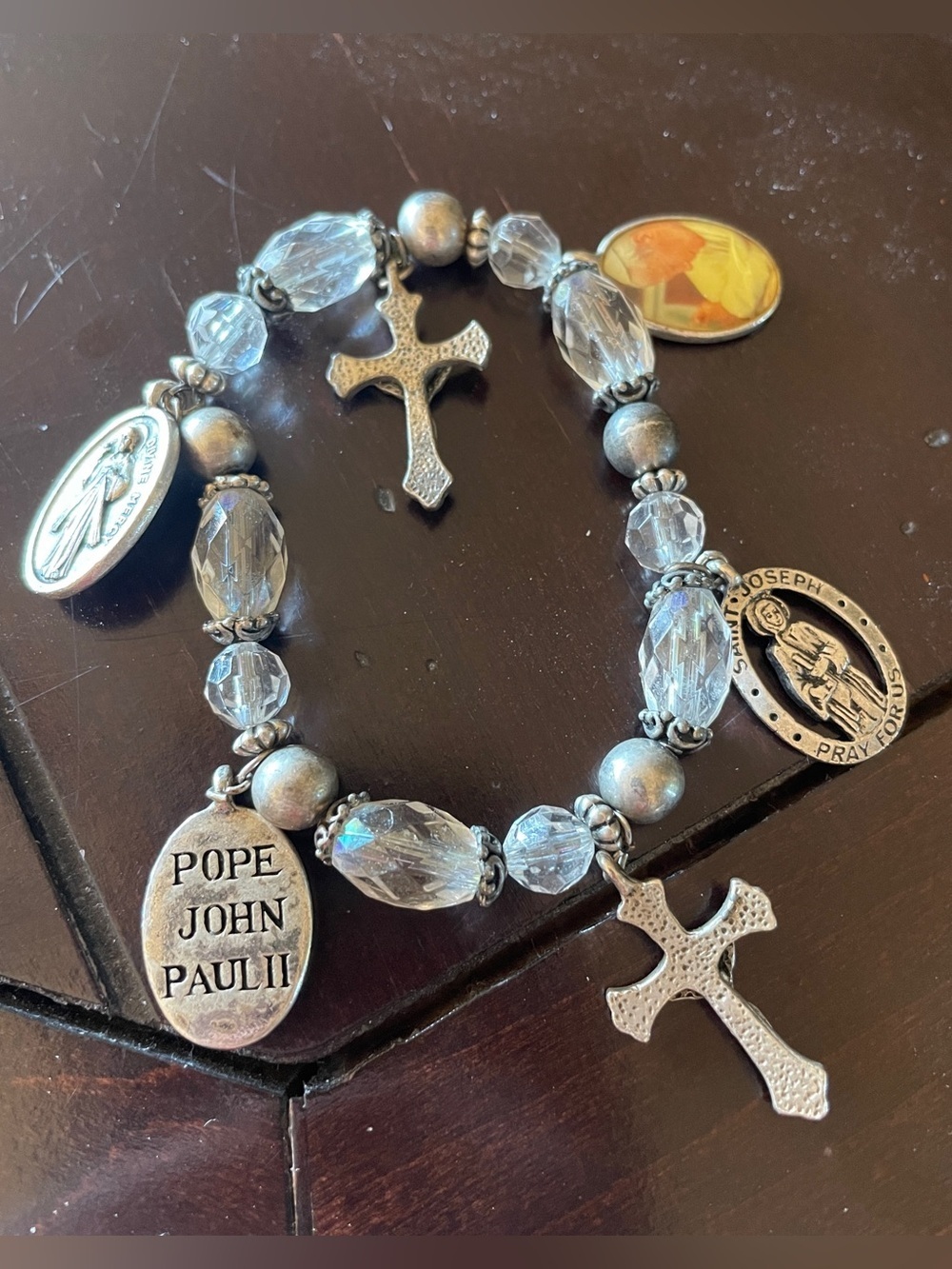 Charm Bracelet | Pope John Paul II Cross & Saints Beaded Bracelet